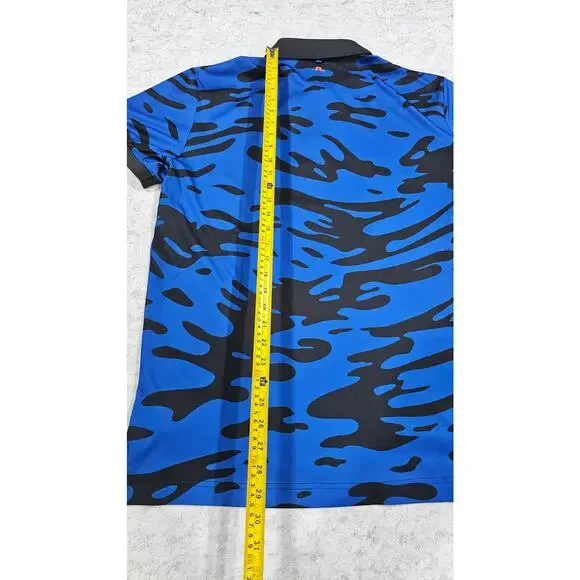 J. Lindeberg Tour Tech Reg Fit Print Polo Neptune Nautical Blue, Mens Sz XL